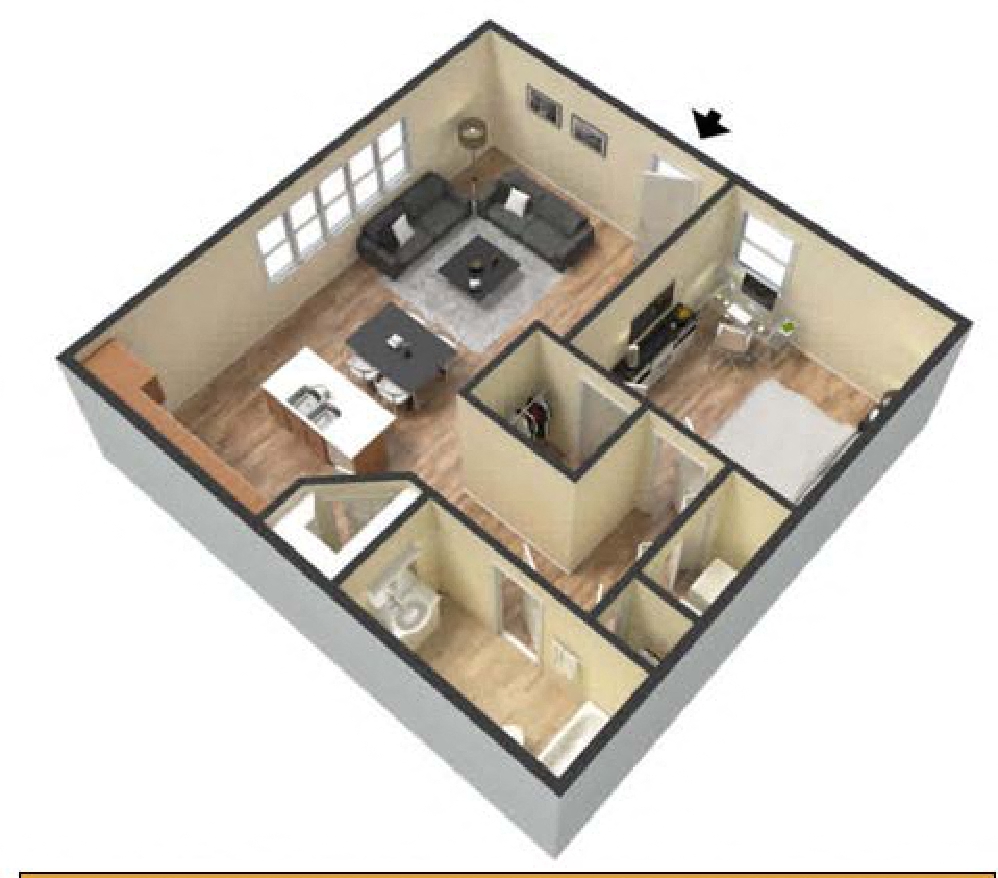 1 bed Townhome Floorplan